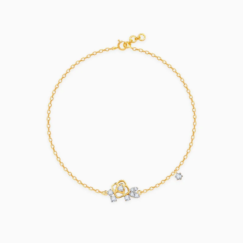 luxury bracelets for women -Gold Floral Rhapsody Diamond Bracelet