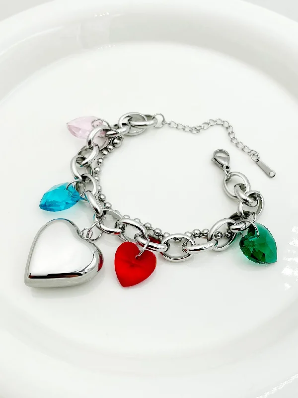 engraved charm bracelets for women -Nordic Style Artistic Heart Shape Stainless Steel Bracelets