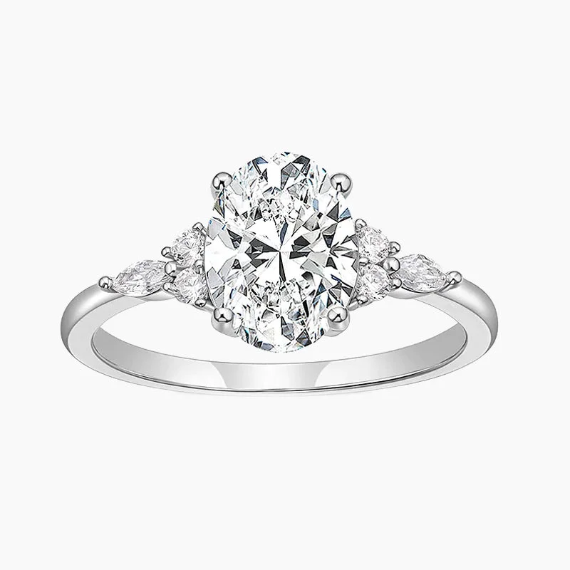 luxury round diamond engagement rings for women -3CT Oval Eternity Wedding Ring in Sterling Silver