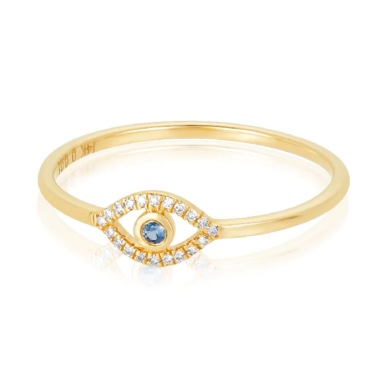 intricate engagement rings for women -Small Diamond Evil Eye Ring