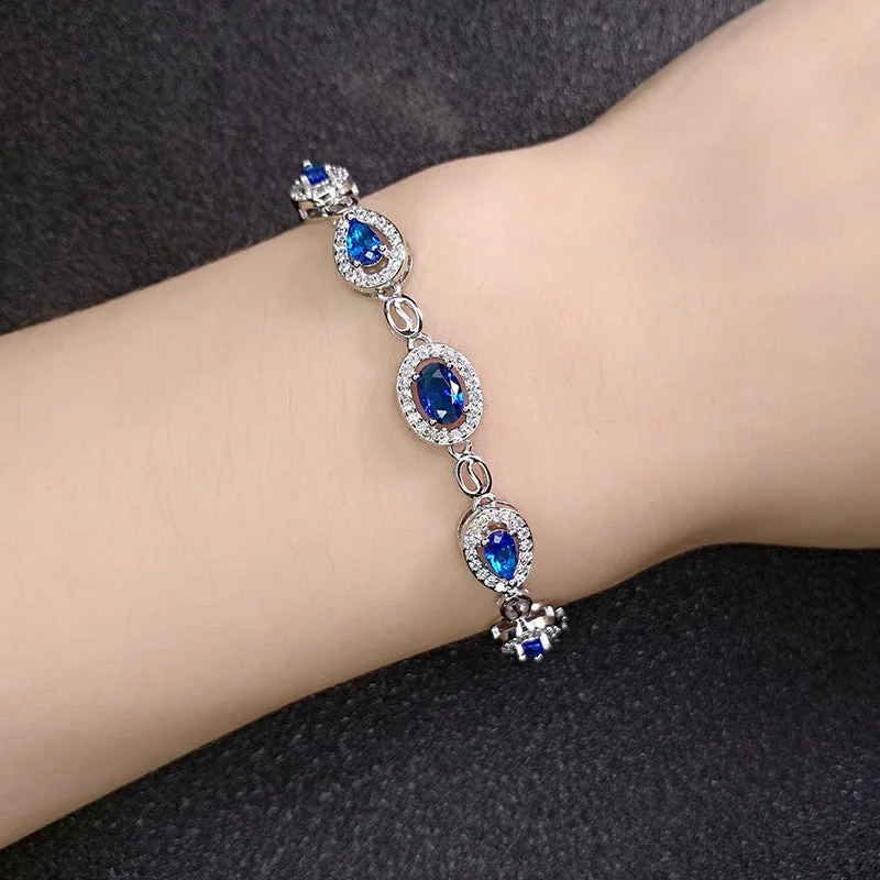 Blue Stone White Gold Color