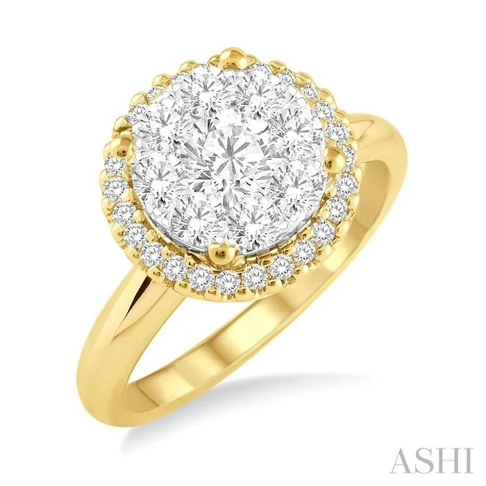 modern engagement rings for women -ROUND SHAPE HALO LOVEBRIGHT ESSENTIAL DIAMOND ENGAGEMENT RING