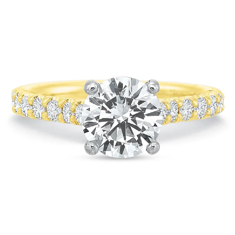 cushion cut engagement rings for women -Engagement Rings-Prong Set