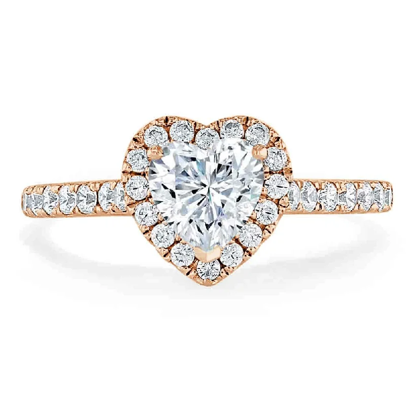 heirloom engagement rings for women -Heart Cut Moissanite, Classic Halo Engagement Ring