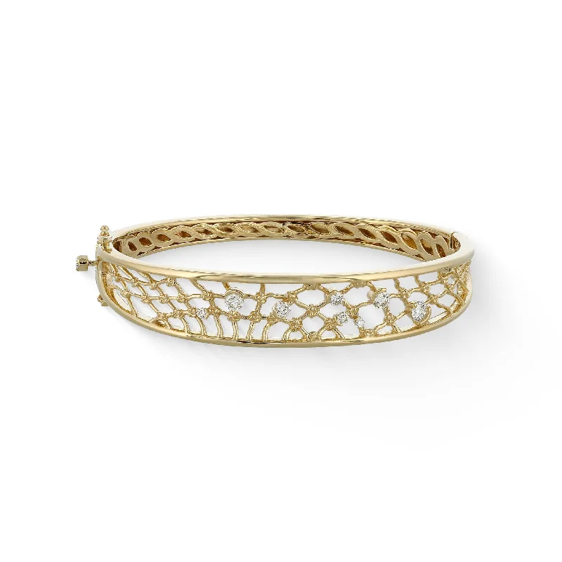 ruby bracelets for women -Hukilau Net Diamond Bangle Bracelet