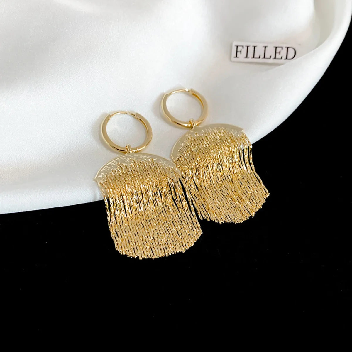 102# Ear Clip-Golden Tassel (Real Gold Plating)