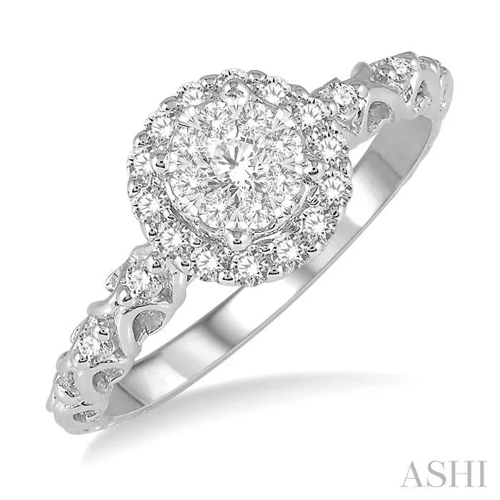 custom engagement rings for women -ROUND SHAPE HALO LOVEBRIGHT DIAMOND ENGAGEMENT RING