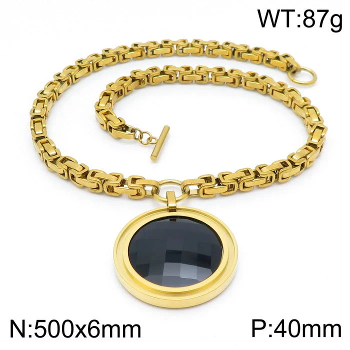 Golden and Black Necklace Kn201469-Z