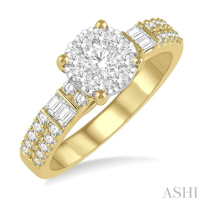 gemstone halo engagement rings for women -ROUND SHAPE LOVEBRIGHT DIAMOND RING