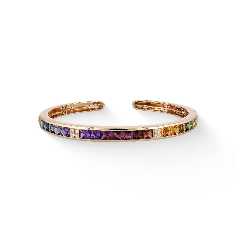 adjustable bracelets for women -Bellarri Multi-Gemstone Eternal Love Cuff Bracelet