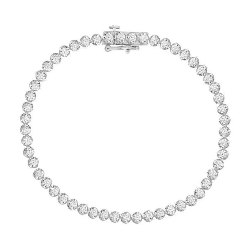 cross bangles for women -LADIES BRACELET 2.00CT ROUND DIAMOND 10K WHITE GOLD