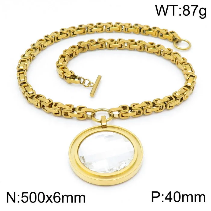 Gold White Necklace Kn201470-Z