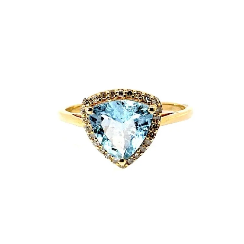 heirloom engagement rings for women -Blue Triangle Aqua Diamond Ring