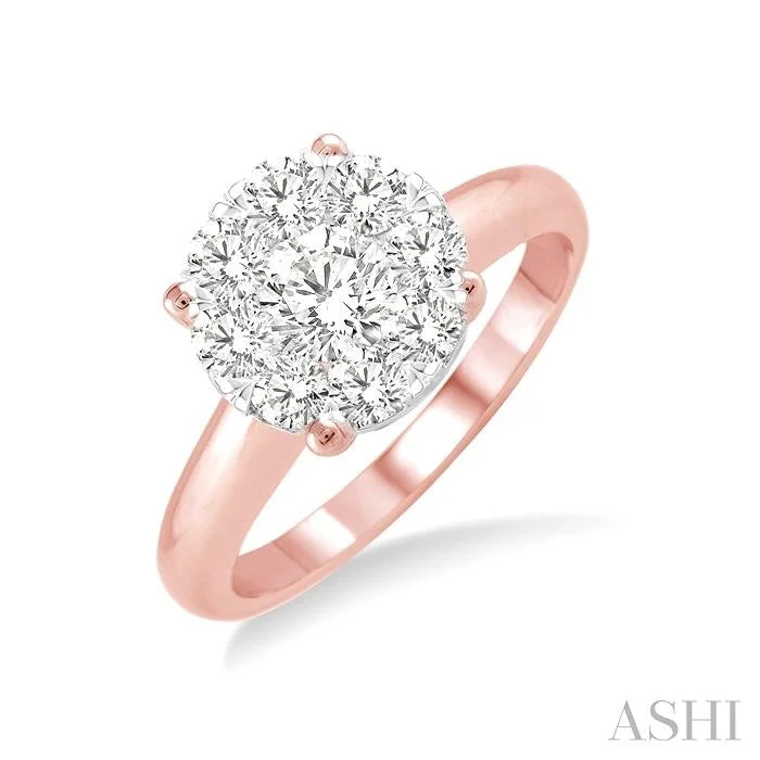 unique wedding and engagement rings for women -ROUND SHAPE LOVEBRIGHT ESSENTIAL DIAMOND RING