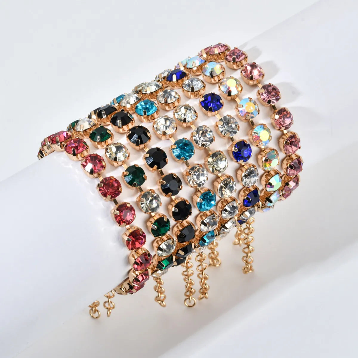 rainbow bracelets for women -Elegant Luxurious Lady Geometric Copper Inlay Zircon Bracelets