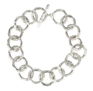 silver bracelets for women -Small Textured Link Bracelet