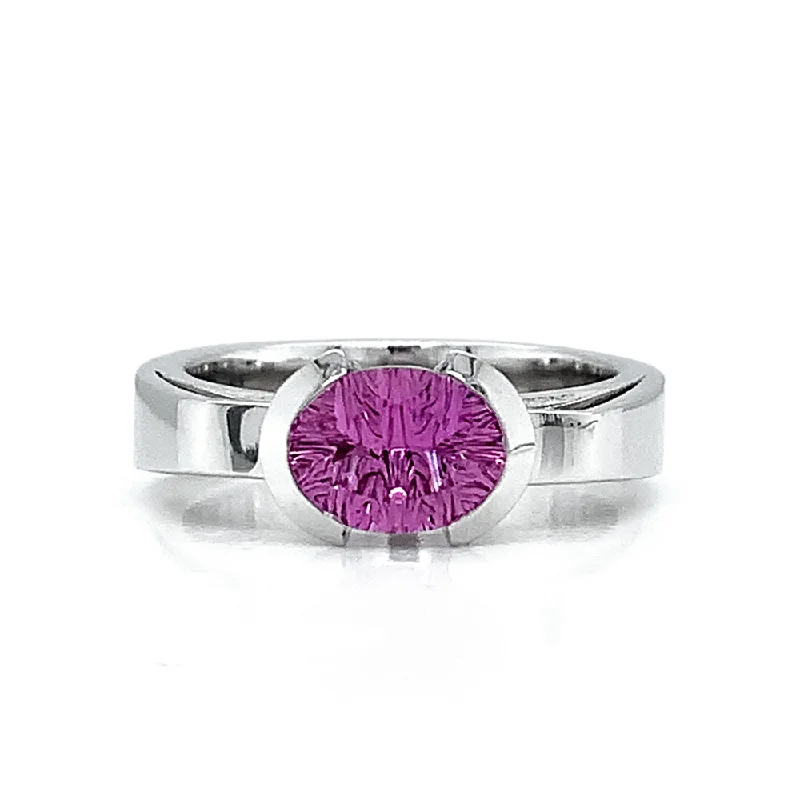 custom-designed engagement rings for women -Fantasy-Cut Pink Sapphire Engagement Ring- "Cosmopolitan"