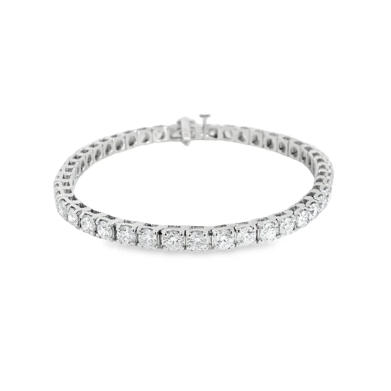 silver-plated bracelets for women -14K White Gold 7.03 Carat Natural Diamond Tennis Bracelet