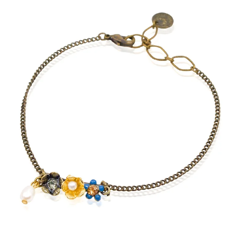 lucky charm bracelets for women -Blue Flower Bracelet by Eric et Lydie