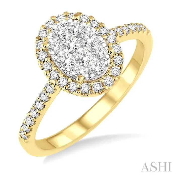 gold engagement rings for women -OVAL SHAPE HALO LOVEBRIGHT ESSENTIAL DIAMOND ENGAGEMENT RING