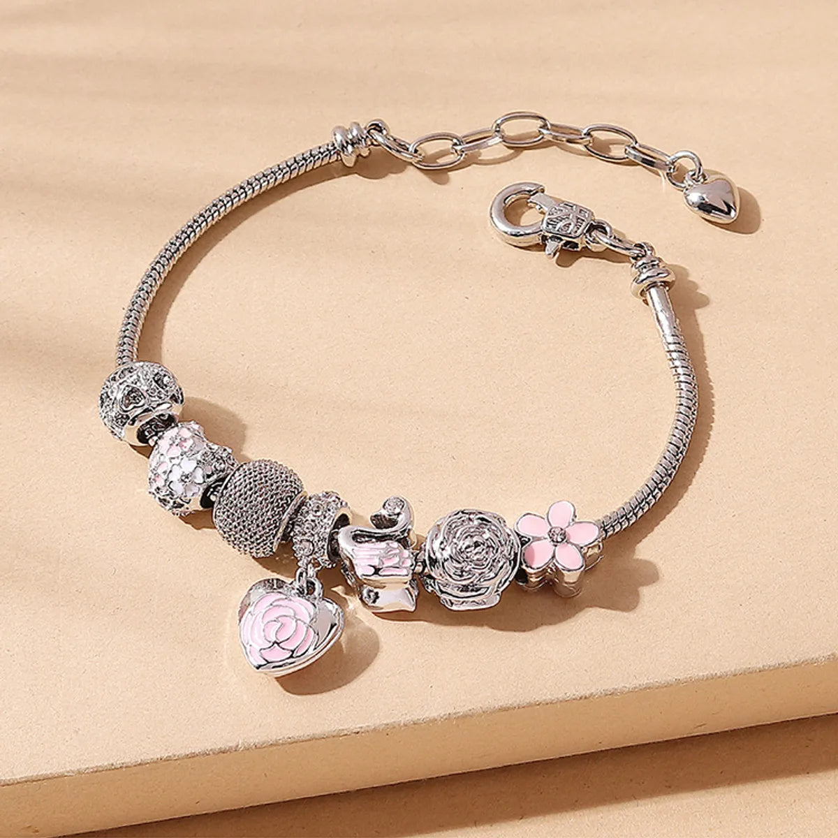 bangle bracelets for women -European And American Ins Fashion Popular Oil Peach Heart Flower Bracelet