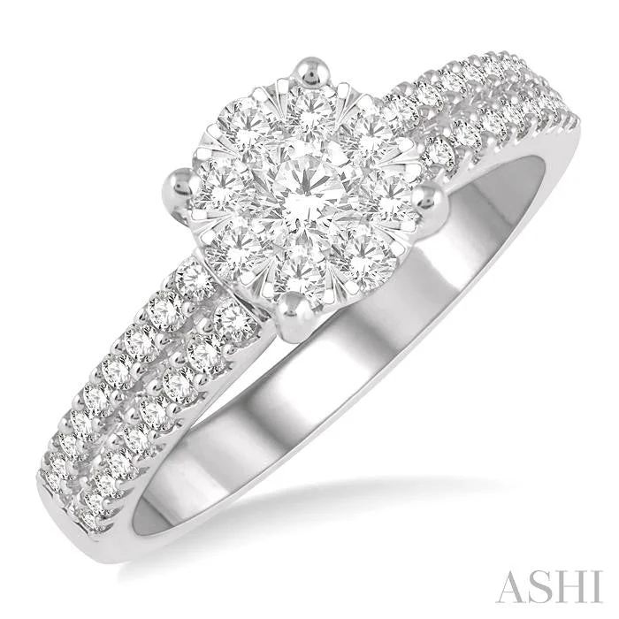 custom halo engagement rings for women -ROUND SHAPE LOVEBRIGHT DIAMOND RING