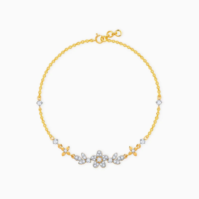 delicate bracelets for women -Gold Gardenia Diamond Bracelet