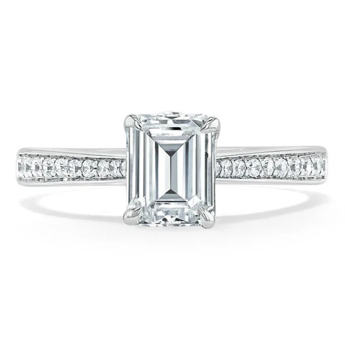 princess cut engagement rings for women -Emerald Cut Moissanite Engagement Ring, Classic Style