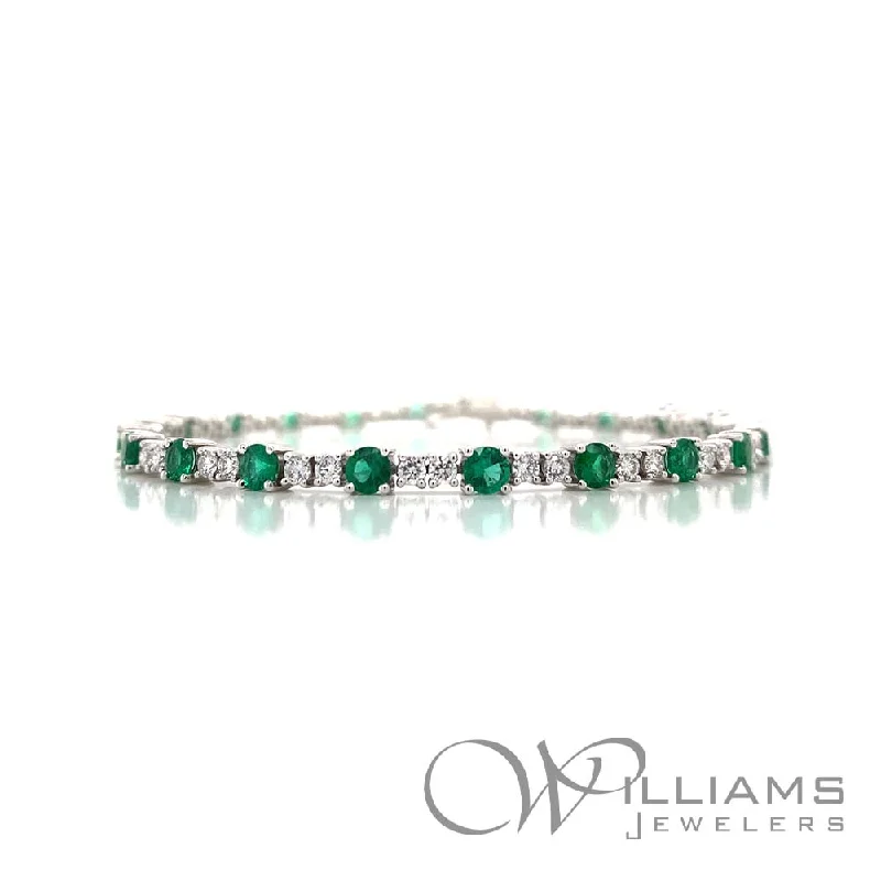 engraved silver bracelets for women -Williams Signature 18 Karat Emerald Bracelet