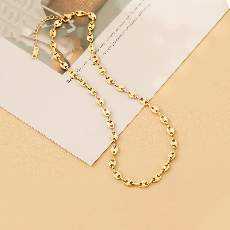 Xl017 Coffee Bean Gold-Necklace