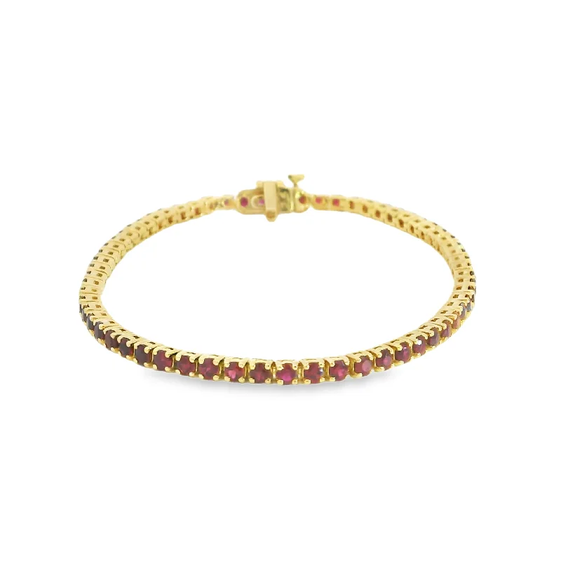 delicate bracelets for women -18K Yellow Gold Natural Ruby Bracelet