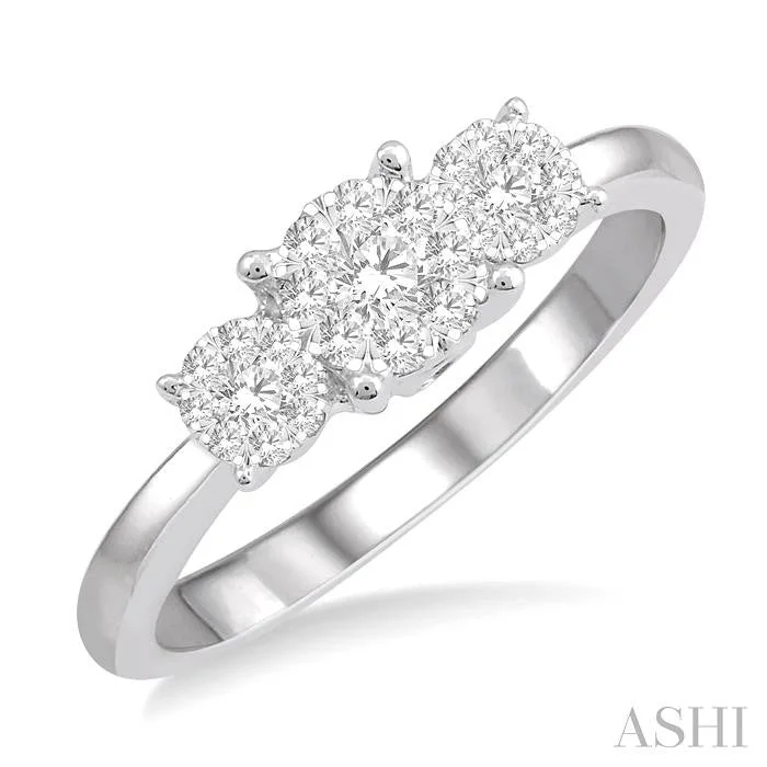 designer engagement rings for women -ROUND SHAPE PAST PRESENT & FUTURE LOVEBRIGHT ESSENTIAL DIAMOND ENGAGEMENT RING