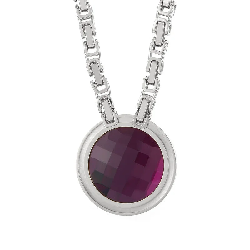 Purple Steel Necklace Kn114095-Z