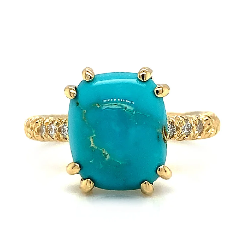 luxury engagement rings for women -Carico Lake Turquoise & Diamond Ring - "Moonrise"