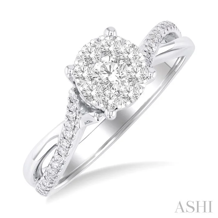 nature-inspired engagement rings for women -ROUND SHAPE LOVEBRIGHT DIAMOND ENGAGEMENT RING