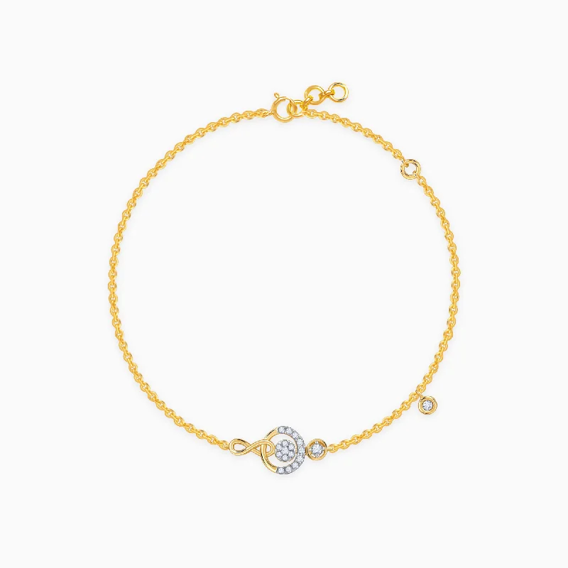 birthstone bracelets for women -Gold Melodic Serenade Diamond Bracelet