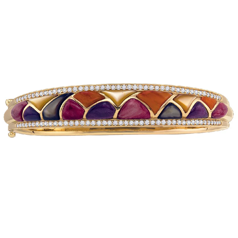 leather and metal bracelets for women -Kabana Riviera Hinged Bangle Bracelet