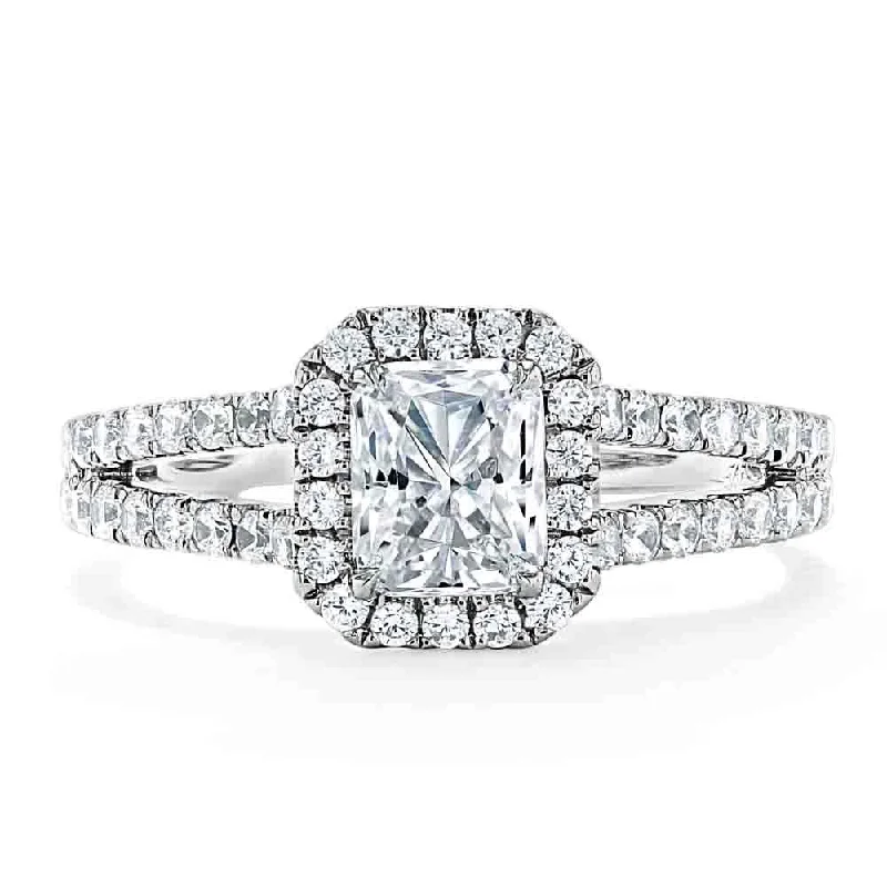 nature-inspired engagement rings for women -Radiant Cut Moissanite Halo Engagement Ring, Classic Style