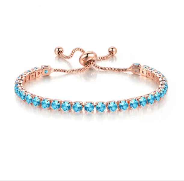 Rose Gold + Light Blue Stone