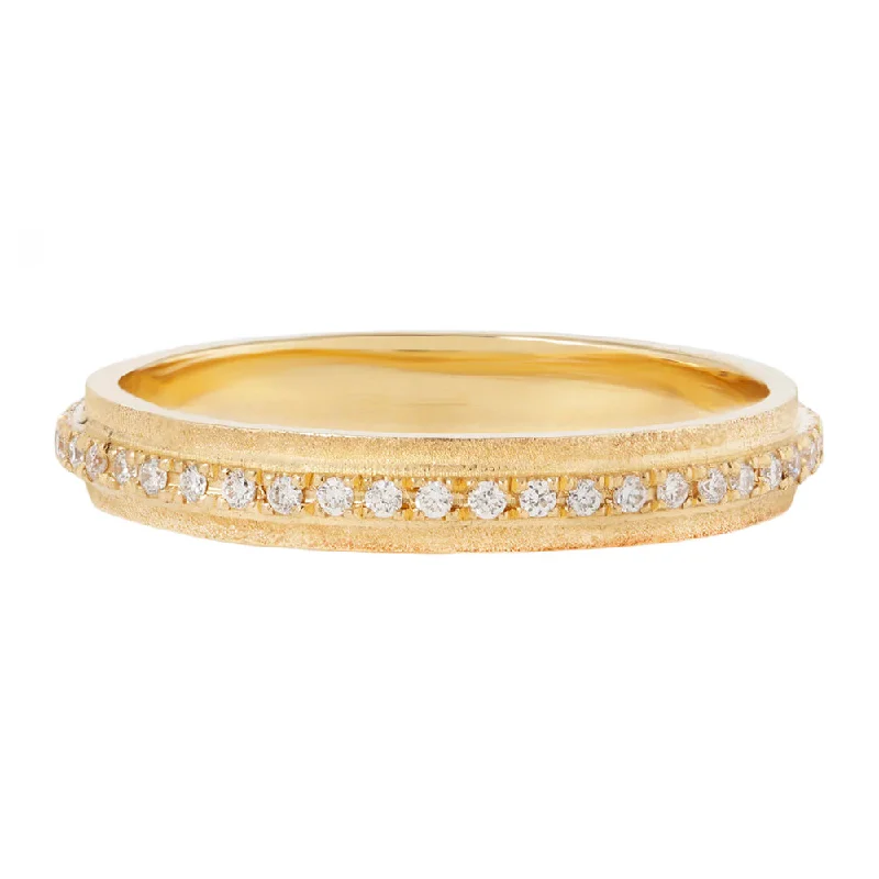 intricate engagement rings for women -Yellow Gold & Diamond Stepped Eternity Band - "Papyrus"