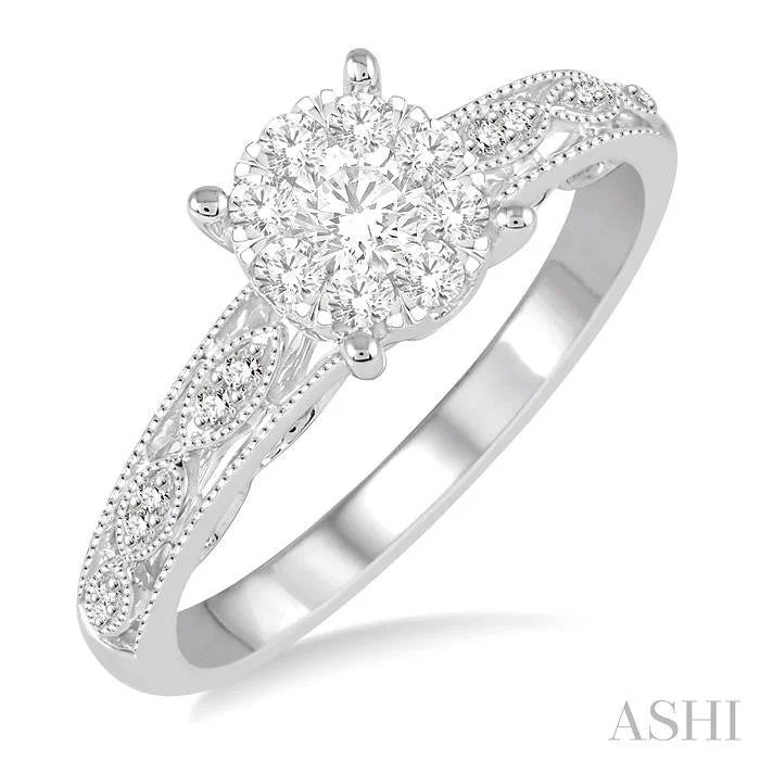 unique wedding and engagement rings for women -ROUND SHAPE LOVEBRIGHT DIAMOND ENGAGEMENT RING