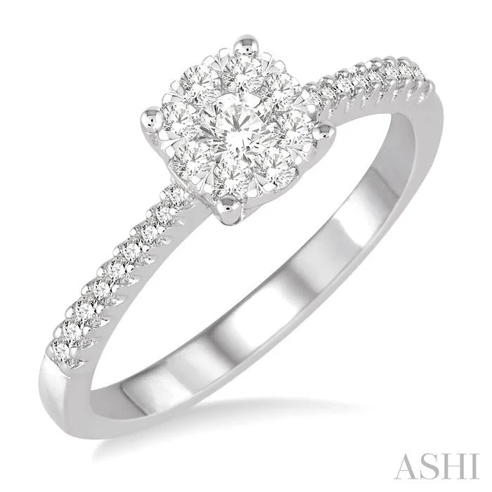 bold engagement rings for women -ROUND SHAPE LOVEBRIGHT ESSENTIAL DIAMOND ENGAGEMENT RING