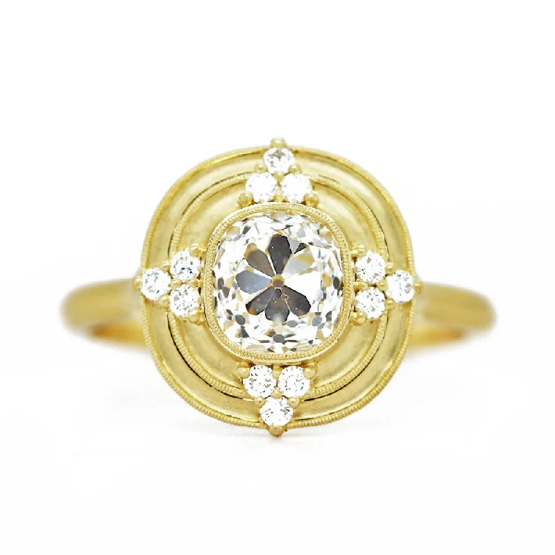 celebrity style engagement rings for women -Old Mine Cut Diamond Engagement Ring - "Thea Halo"