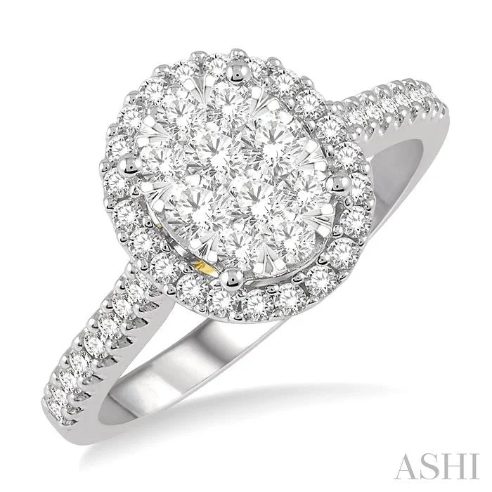 unique wedding and engagement rings for women -OVAL SHAPE HALO LOVEBRIGHT ESSENTIAL DIAMOND ENGAGEMENT RING