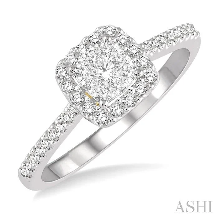 thin band engagement rings for women -CUSHION SHAPE HALO LOVEBRIGHT ESSENTIAL DIAMOND ENGAGEMENT RING