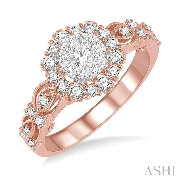 round engagement rings for women -ROUND SHAPE HALO LOVEBRIGHT DIAMOND ENGAGEMENT RING