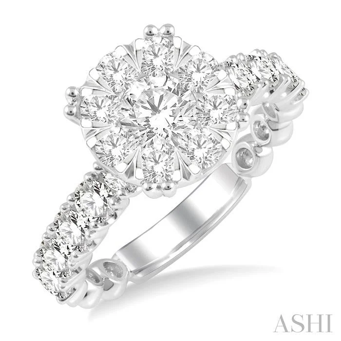 bridal set engagement rings for women -ROUND SHAPE LOVEBRIGHT DIAMOND ENGAGEMENT RING