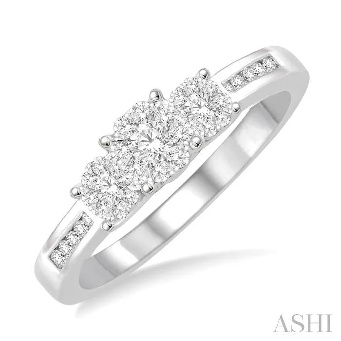 minimalist engagement rings for women -ROUND SHAPE PAST PRESENT & FUTURE LOVEBRIGHT ESSENTIAL DIAMOND RING