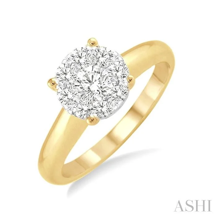 yellow gold engagement rings for women -ROUND SHAPE LOVEBRIGHT ESSENTIAL DIAMOND RING