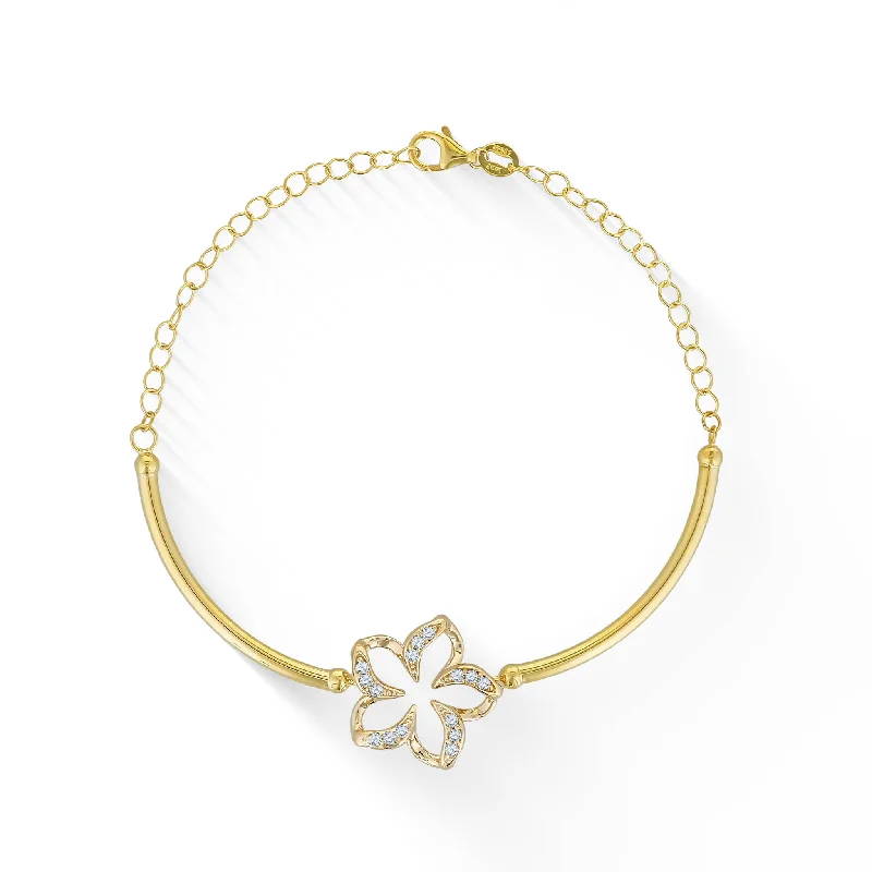 gold bracelets for women -Floating Plumeria Bracelet